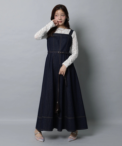 Apuweiser-riche(アプワイザー・リッシェ) |リボンショルダーデニムジャンスカ