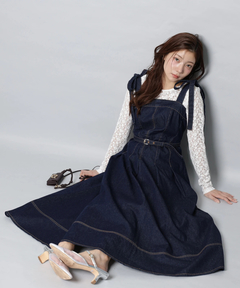 Apuweiser-riche(アプワイザー・リッシェ) |リボンショルダーデニムジャンスカ