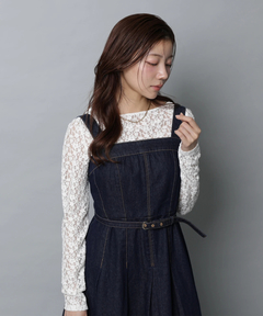 Apuweiser-riche(アプワイザー・リッシェ) |リボンショルダーデニムジャンスカ