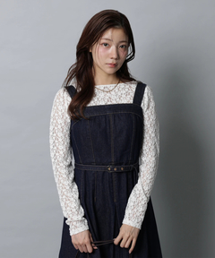 Apuweiser-riche(アプワイザー・リッシェ) |リボンショルダーデニムジャンスカ