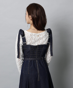Apuweiser-riche(アプワイザー・リッシェ) |リボンショルダーデニムジャンスカ
