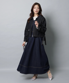 Apuweiser-riche(アプワイザー・リッシェ) |リボンショルダーデニムジャンスカ