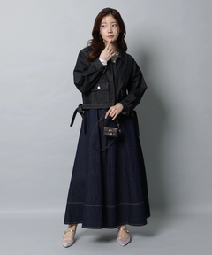 Apuweiser-riche(アプワイザー・リッシェ) |リボンショルダーデニムジャンスカ