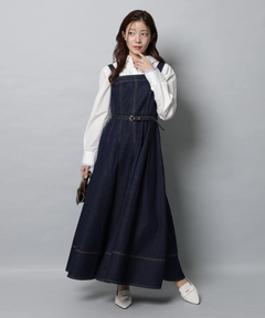 Apuweiser-riche(アプワイザー・リッシェ) |リボンショルダーデニムジャンスカ