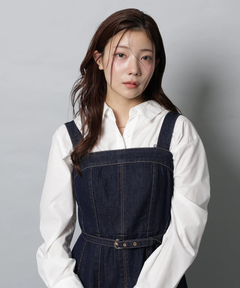 Apuweiser-riche(アプワイザー・リッシェ) |リボンショルダーデニムジャンスカ