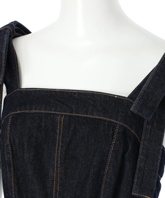 Apuweiser-riche(アプワイザー・リッシェ) |リボンショルダーデニムジャンスカ