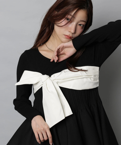 Apuweiser-riche(アプワイザー・リッシェ) |リボンラップペプラムニット