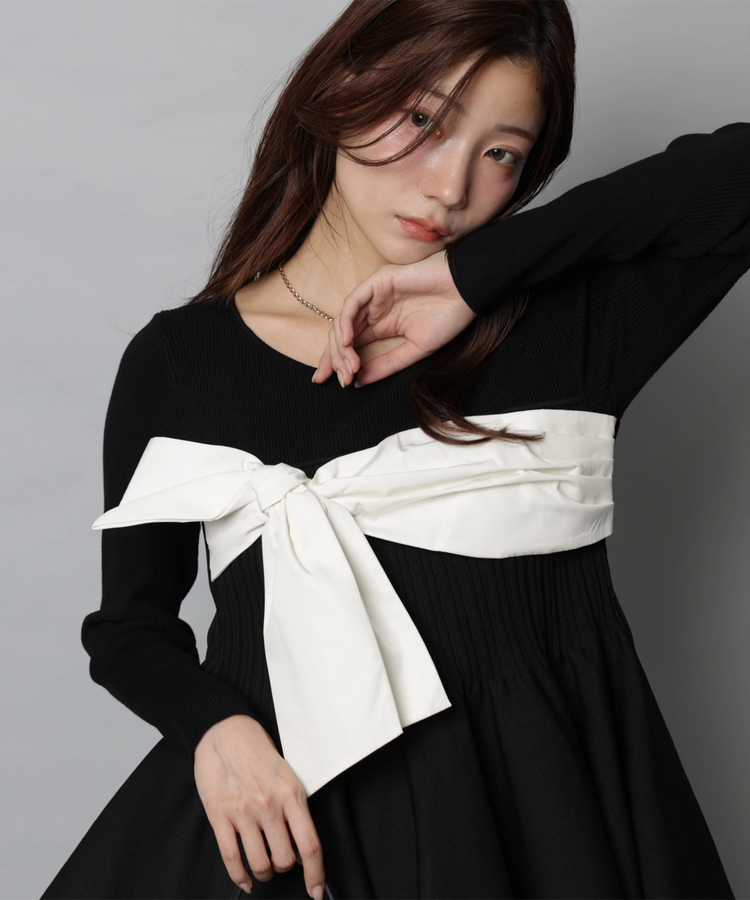 リボンラップペプラムニット | ニット | Apuweiser-riche