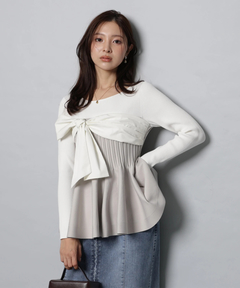 Apuweiser-riche(アプワイザー・リッシェ) |リボンラップペプラムニット