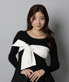 Apuweiser-riche(アプワイザー・リッシェ) |リボンラップペプラムニット