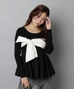 Apuweiser-riche(アプワイザー・リッシェ) |リボンラップペプラムニット