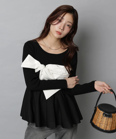 Apuweiser-riche(アプワイザー・リッシェ) |リボンラップペプラムニット