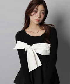 Apuweiser-riche(アプワイザー・リッシェ) |リボンラップペプラムニット