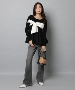 Apuweiser-riche(アプワイザー・リッシェ) |リボンラップペプラムニット