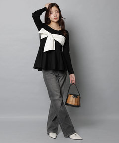 Apuweiser-riche(アプワイザー・リッシェ) |リボンラップペプラムニット