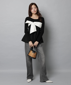 Apuweiser-riche(アプワイザー・リッシェ) |リボンラップペプラムニット