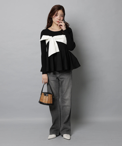 Apuweiser-riche(アプワイザー・リッシェ) |リボンラップペプラムニット