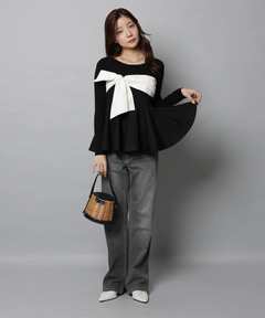 Apuweiser-riche(アプワイザー・リッシェ) |リボンラップペプラムニット