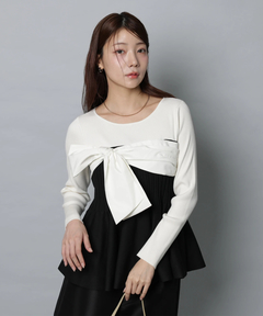 Apuweiser-riche(アプワイザー・リッシェ) |リボンラップペプラムニット