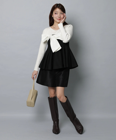 Apuweiser-riche(アプワイザー・リッシェ) |リボンラップペプラムニット