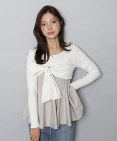 Apuweiser-riche(アプワイザー・リッシェ) |リボンラップペプラムニット