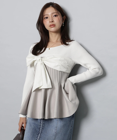 Apuweiser-riche(アプワイザー・リッシェ) |リボンラップペプラムニット