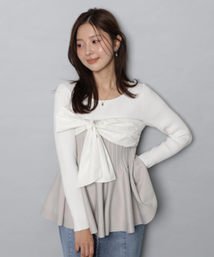 Apuweiser-riche(アプワイザー・リッシェ) |リボンラップペプラムニット