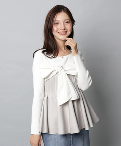 Apuweiser-riche(アプワイザー・リッシェ) |リボンラップペプラムニット