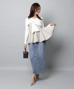 Apuweiser-riche(アプワイザー・リッシェ) |リボンラップペプラムニット