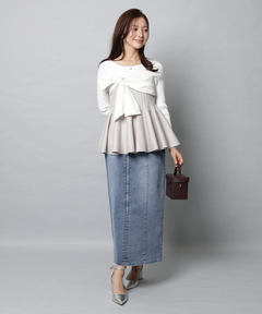 Apuweiser-riche(アプワイザー・リッシェ) |リボンラップペプラムニット