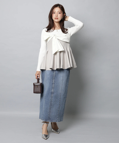 Apuweiser-riche(アプワイザー・リッシェ) |リボンラップペプラムニット