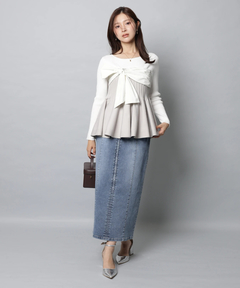 Apuweiser-riche(アプワイザー・リッシェ) |リボンラップペプラムニット