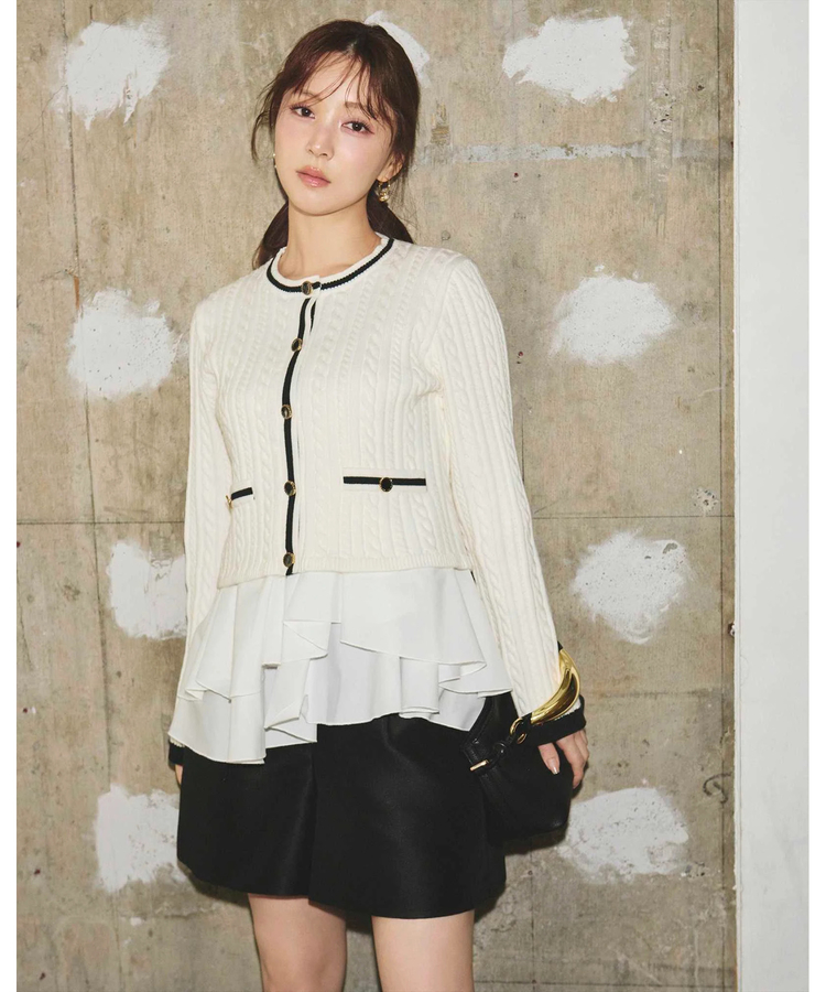 Apuweiser-riche(アプワイザー・リッシェ) |配色ケーブルティアードアンサンブル