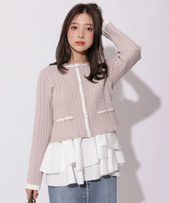 Apuweiser-riche(アプワイザー・リッシェ) |配色ケーブルティアードアンサンブル