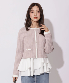 Apuweiser-riche(アプワイザー・リッシェ) |配色ケーブルティアードアンサンブル