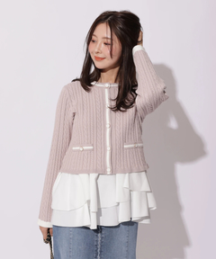 Apuweiser-riche(アプワイザー・リッシェ) |配色ケーブルティアードアンサンブル