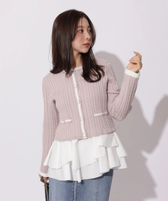 Apuweiser-riche(アプワイザー・リッシェ) |配色ケーブルティアードアンサンブル