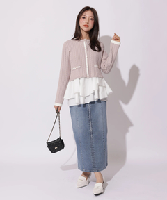 Apuweiser-riche(アプワイザー・リッシェ) |配色ケーブルティアードアンサンブル