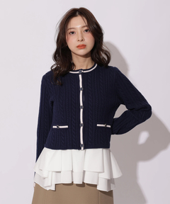 Apuweiser-riche(アプワイザー・リッシェ) |配色ケーブルティアードアンサンブル