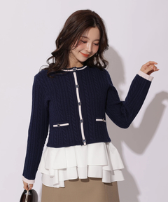 Apuweiser-riche(アプワイザー・リッシェ) |配色ケーブルティアードアンサンブル