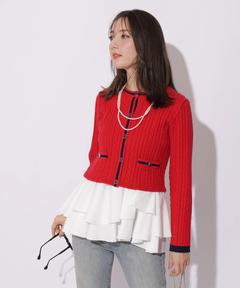 Apuweiser-riche(アプワイザー・リッシェ) |配色ケーブルティアードアンサンブル