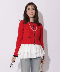 Apuweiser-riche(アプワイザー・リッシェ) |配色ケーブルティアードアンサンブル