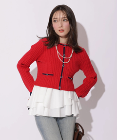 Apuweiser-riche(アプワイザー・リッシェ) |配色ケーブルティアードアンサンブル