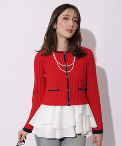 Apuweiser-riche(アプワイザー・リッシェ) |配色ケーブルティアードアンサンブル