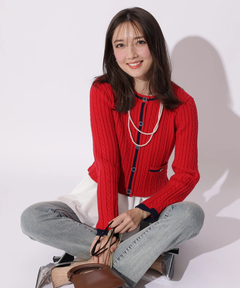 Apuweiser-riche(アプワイザー・リッシェ) |配色ケーブルティアードアンサンブル