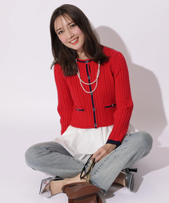 Apuweiser-riche(アプワイザー・リッシェ) |配色ケーブルティアードアンサンブル