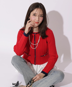 Apuweiser-riche(アプワイザー・リッシェ) |配色ケーブルティアードアンサンブル