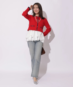 Apuweiser-riche(アプワイザー・リッシェ) |配色ケーブルティアードアンサンブル