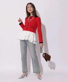 Apuweiser-riche(アプワイザー・リッシェ) |配色ケーブルティアードアンサンブル