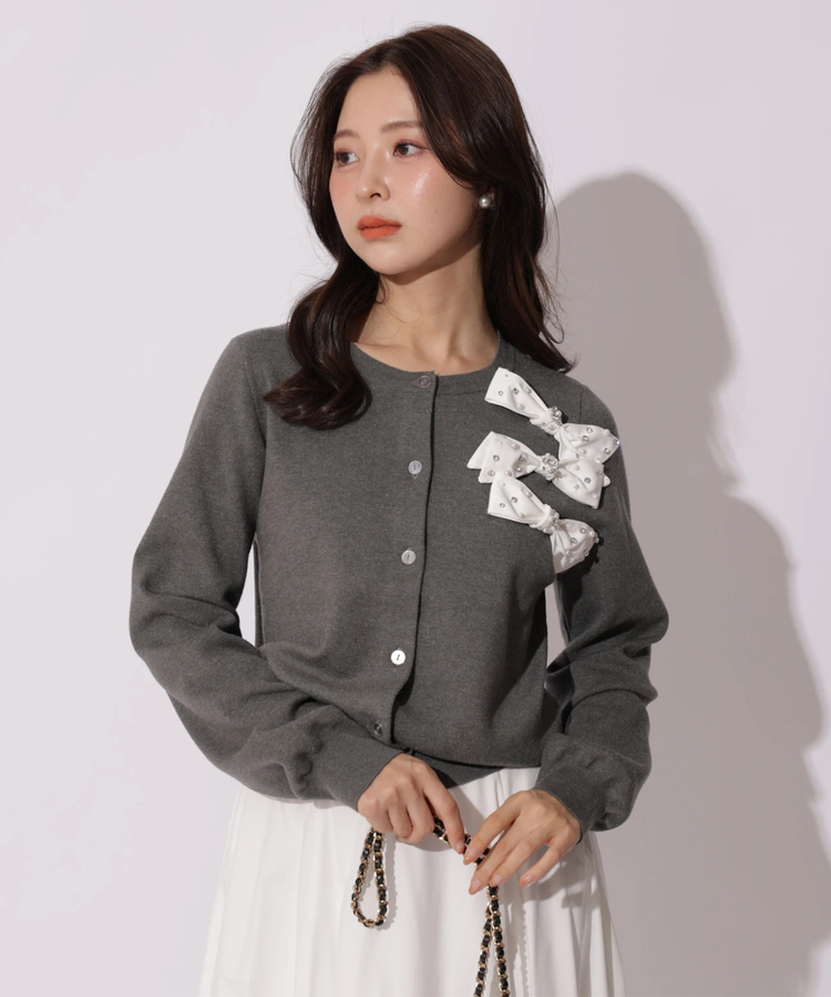 スプリングリボンビジューニットカーディガン | ニット | Apuweiser